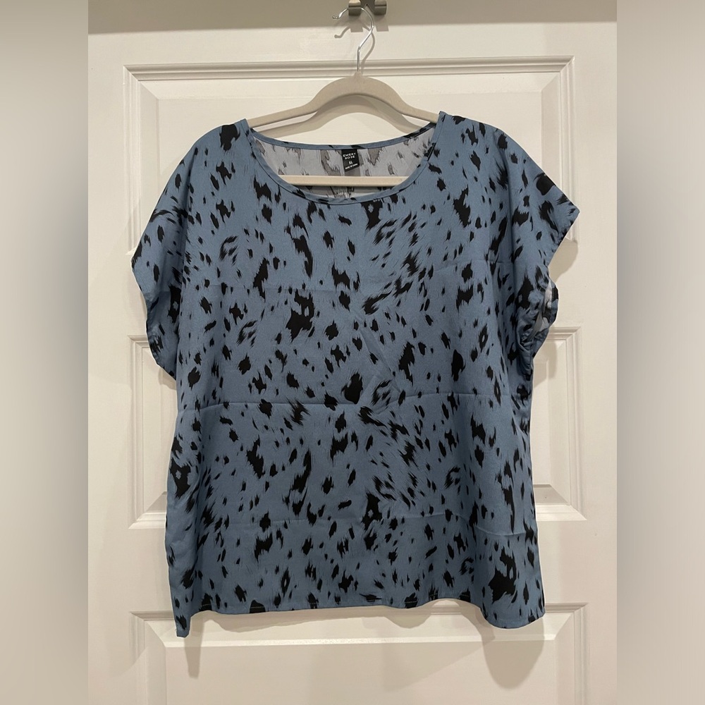 Emery Rose- Blue & Black Blouse- Size XL